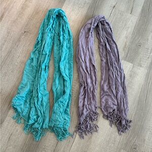 Ann Taylor Teal and Lavender Scarves Bundle
